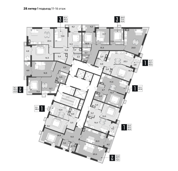 
  Продается 1-комн. квартира 48.5 м², в ЖК Парк Победы 2, литера 28. Фото 2.