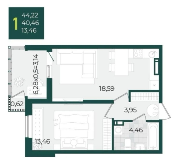 
  Продается 1-комн. квартира 41 м². Фото 11.