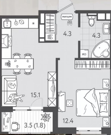 
  Продается 1-комн. квартира 39.6 м². Фото 16.