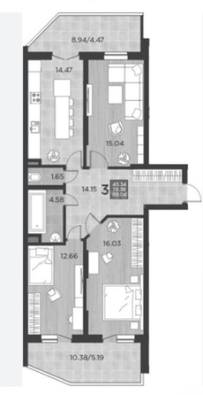 
  Продается 3-комн. квартира 100 м². Фото 18.