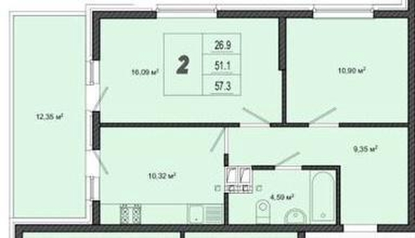 
  Продается 2-комн. квартира 63 м². Фото 26.