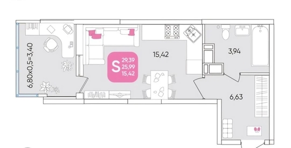
  Продается 2-комн. квартира 75 м², в МКР Любимово, 5 квартал литера 1. Фото 9.