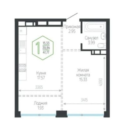 
  Продается 1-комн. квартира 44.2 м². Фото 17.