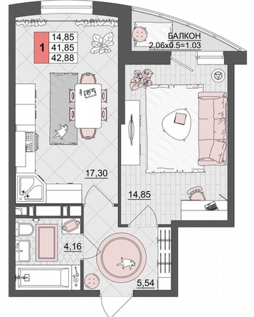 
  Продается 1-комн. квартира 43 м². Фото 12.