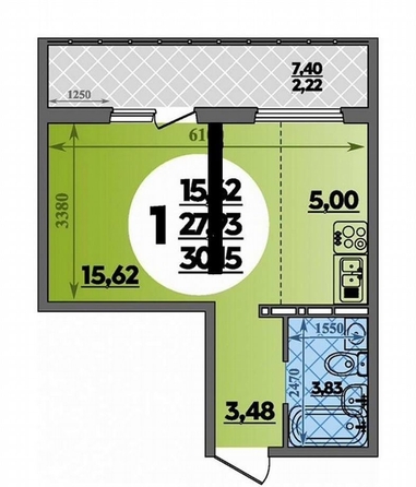 
  Продается 1-комн. квартира 27.8 м², в ЖК Восточный, литера 30. Фото 15.