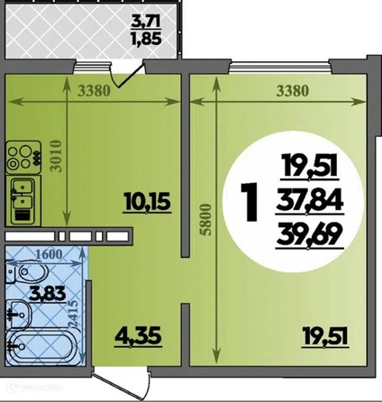 
  Продается 1-комн. квартира 39.6 м². Фото 15.