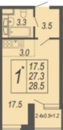 
  Продается 1-комн. квартира 28 м². Фото 9.