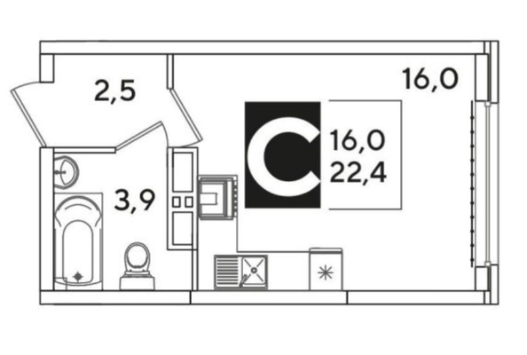
  Продается 1-комн. квартира 22 м². Фото 12.