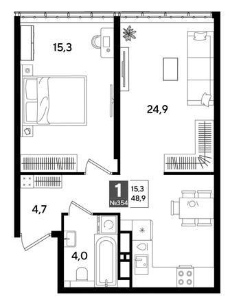 
  Продается 1-комн. квартира 46.9 м², в ЖК ДОГМА ПАРК, литера 19. Фото 1.