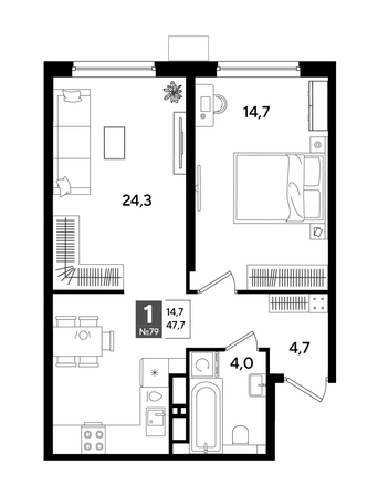 
  Продается 1-комн. квартира 47.2 м², в ЖК ДОГМА ПАРК, литера 18. Фото 1.