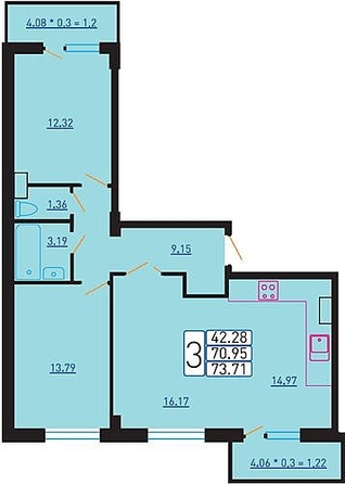 
   Продам 2-комнатную, 74 м², Объездная ул, 39

. Фото 2.