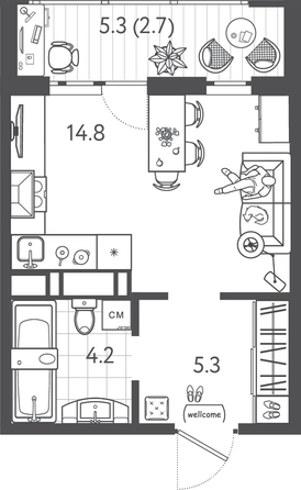 
  Продается студия 26.75 м², в ЖК Все Свои ВИП, литера 3. Фото 2.