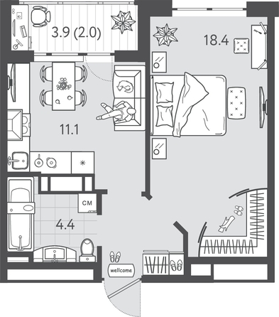 
  Продается 1-комн. квартира 38.8 м², в ЖК Все Свои ВИП, литера 3. Фото 1.