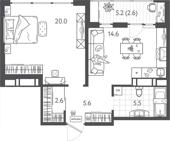 
  Продается 1-комн. квартира 50.35 м², в ЖК Все Свои ВИП, литера 3. Фото 1.