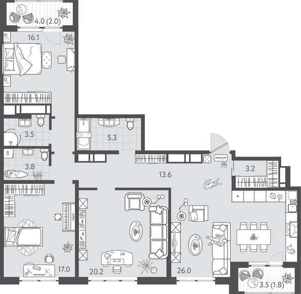 
  Продается 3-комн. квартира 111.7 м², в ЖК Все Свои ВИП, литера 3. Фото 1.
