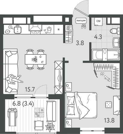 
  Продается 1-комн. квартира 40.35 м², в ЖК Все Свои ВИП, литер 4. Фото 1.