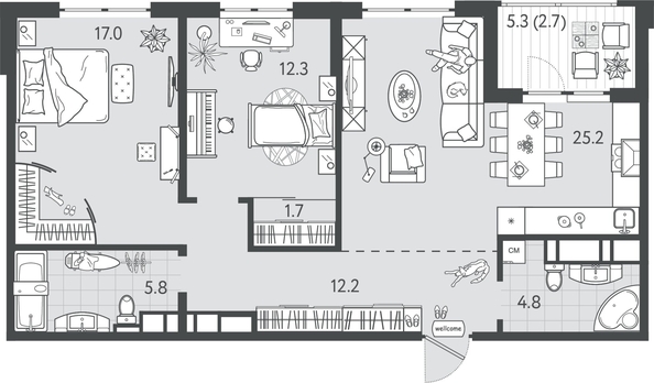 
  Продается 2-комн. квартира 81.75 м², в ЖК Все Свои ВИП, литер 4. Фото 1.
