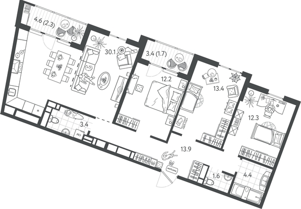 
  Продается 3-комн. квартира 94.05 м², в ЖК Все Свои ВИП, литер 7. Фото 1.