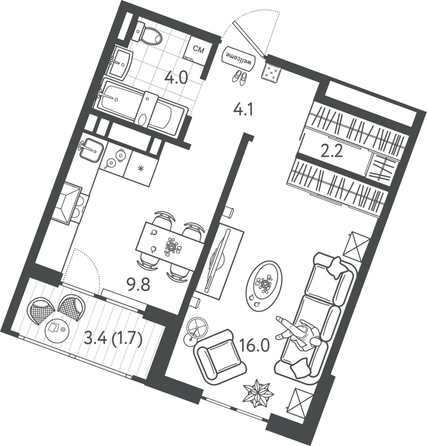 
  Продается 1-комн. квартира 36.85 м², в ЖК Все Свои ВИП, литер 7. Фото 1.