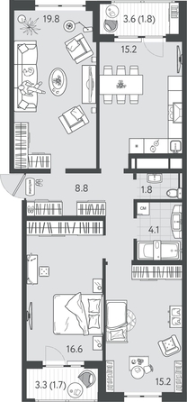 
  Продается 3-комн. квартира 84.6 м², в ЖК Все Свои ВИП, литер 7. Фото 1.