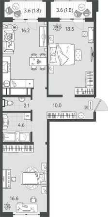 
  Продается 2-комн. квартира 71.2 м², в ЖК Все Свои ВИП, литер 7. Фото 1.