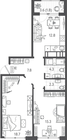 
  Продается 2-комн. квартира 64.3 м², в ЖК Все Свои ВИП, литера 6. Фото 1.