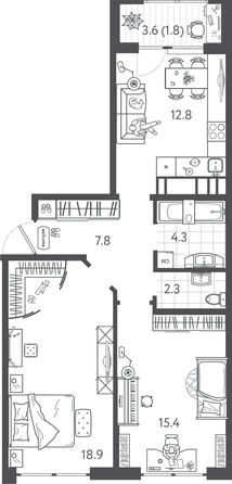 
  Продается 2-комн. квартира 63.6 м², в ЖК Все Свои ВИП, литера 6. Фото 1.