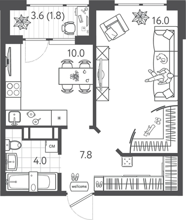 
  Продается 1-комн. квартира 38.8 м², в ЖК Все Свои ВИП, литера 6. Фото 1.