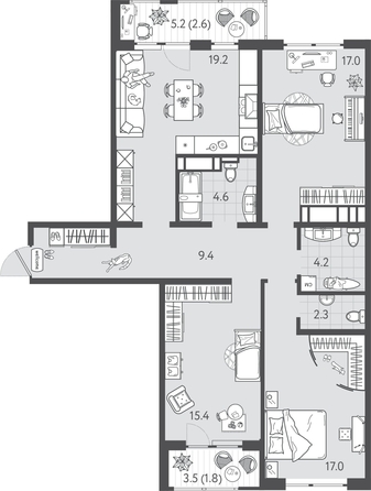 
  Продается 3-комн. квартира 97.65 м², в ЖК Все Свои ВИП, литера 6. Фото 1.