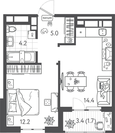 
  Продается 1-комн. квартира 37.25 м², в ЖК Все Свои ВИП, литера 6. Фото 1.