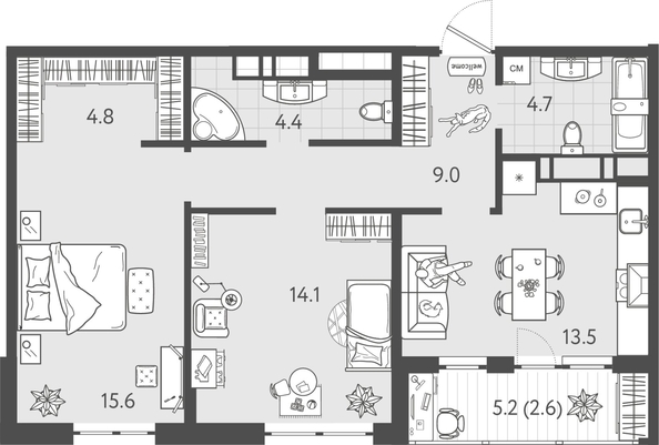 
  Продается 2-комн. квартира 68.65 м², в ЖК Все Свои ВИП, литер 8. Фото 1.