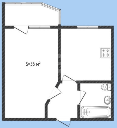 
  Продается 1-комн. квартира 35 м². Фото 1.