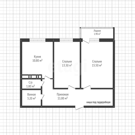 
  Продается 2-комн. квартира 55.6 м², в ЖК Абрикосово, литера 2. Фото 1.