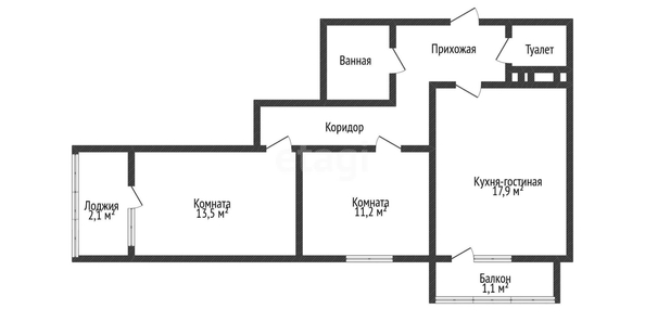 
  Продается 2-комн. квартира 62.7 м². Фото 1.