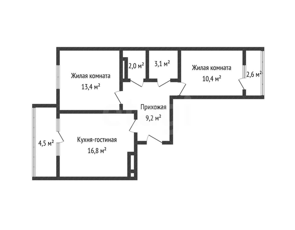 
  Продается 2-комн. квартира 57 м². Фото 1.