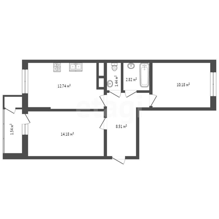 
  Продается 2-комн. квартира 51.4 м². Фото 1.