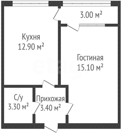 
  Продается 1-комн. квартира 34.8 м², в ЖК Самолет, литера 25. Фото 1.