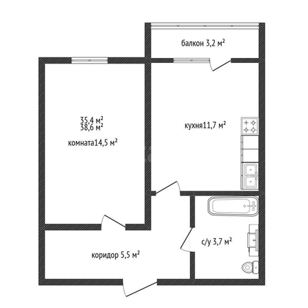 
  Продается 1-комн. квартира 35.4 м², в ЖК Открытие. Фото 1.