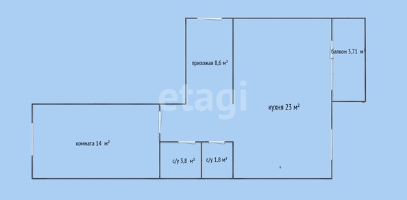 
  Продается 2-комн. квартира 50.8 м², в ЖК Облака, литера 3. Фото 1.