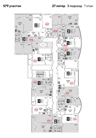 
  Продается 3-комн. квартира 78.1 м², в ЖК Самолет, литера 27. Фото 2.