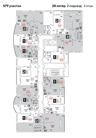 
  Продается 3-комн. квартира 78.4 м², в ЖК Самолет, литера 20. Фото 2.