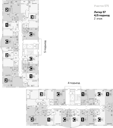 
  Продается 2-комн. квартира 61.7 м², в ЖК Самолет, литера 57. Фото 2.