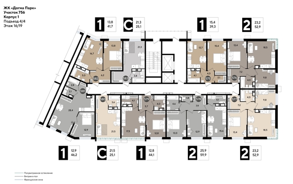 
  Продается 1-комн. квартира 46.2 м², в ЖК ДОГМА ПАРК, лит 13. Фото 2.