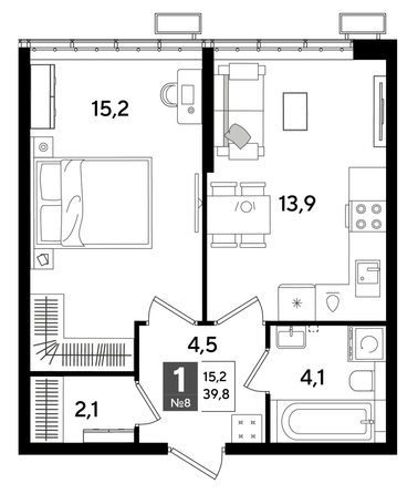 
  Продается 1-комн. квартира 39.8 м², в ЖК ДОГМА ПАРК, литера 16. Фото 1.