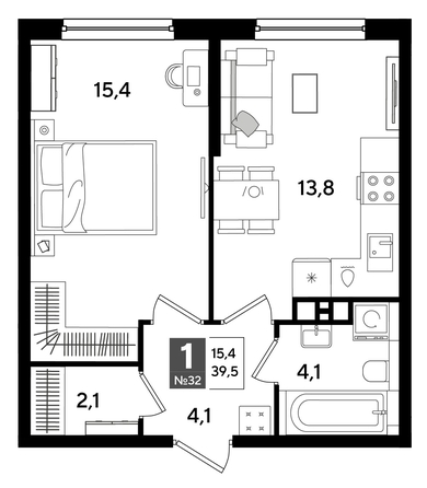 
  Продается 1-комн. квартира 39.5 м², в ЖК ДОГМА ПАРК, литера 16. Фото 1.