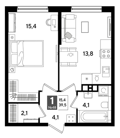 
  Продается 1-комн. квартира 39.5 м², в ЖК ДОГМА ПАРК, литера 16. Фото 1.