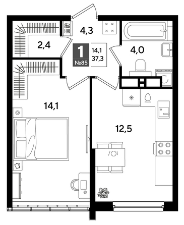 
  Продается 1-комн. квартира 37.3 м², в ЖК ДОГМА ПАРК, литера 16. Фото 1.
