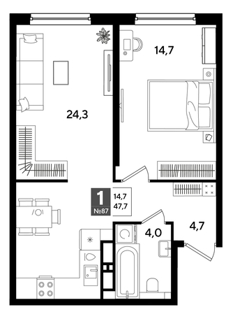 
  Продается 1-комн. квартира 47.7 м², в ЖК ДОГМА ПАРК, литера 16. Фото 1.