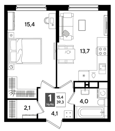 
  Продается 1-комн. квартира 39.3 м², в ЖК ДОГМА ПАРК, литера 16. Фото 1.