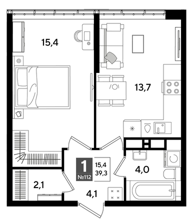 
  Продается 1-комн. квартира 39.3 м², в ЖК ДОГМА ПАРК, литера 16. Фото 1.